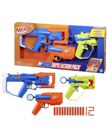 LANZADOR NERF N SERIES PACK TRIPLE ACCIÓN