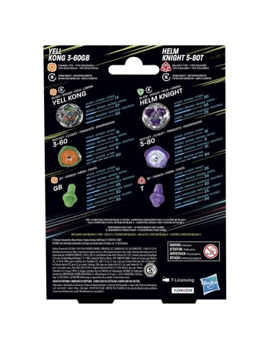 TROMPO BEYBLADE X YELL KONG 3-60GB Y HELM KNIGHT 5-80T