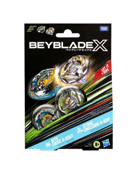 TROMPO BEYBLADE X BITE CROC 3-60LF Y STING UNICORN 4-60P