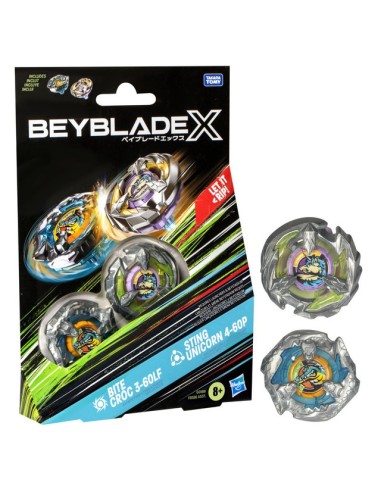 TROMPO BEYBLADE X BITE CROC 3-60LF Y STING UNICORN 4-60P