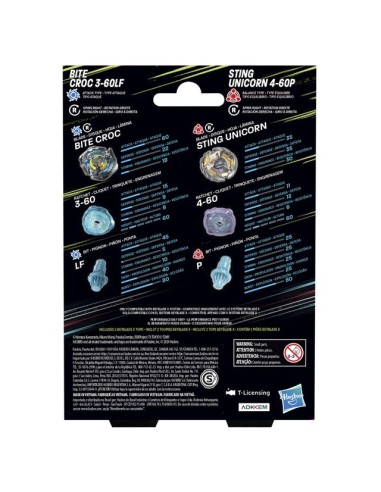TROMPO BEYBLADE X BITE CROC 3-60LF Y STING UNICORN 4-60P