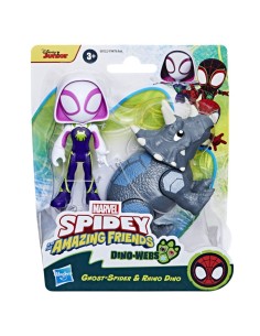 FIGURA DE ACCIÓN SPIDEY & HIS AMAZING FRIENDS DINO-WEBS GHOST-SPIDER Y RHINO DINO 2