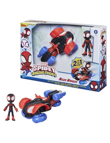 FIGURA SPIDEY AND FRIENDS AUTOARAÑA CAMBIA MILES MORALES