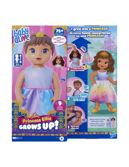 MUÑECA BABY ALIVE PRINCESS ELLIE BEBÉ CABELLO CASTAÑO