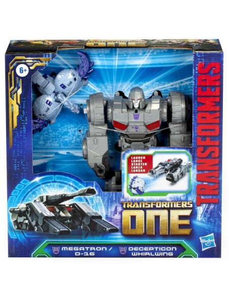 FIGURA DE ACCIÓN TRANSFORMERS ONE CORRE Y LANZA MEGATRON Y DECEPTICON WHIRLWING
