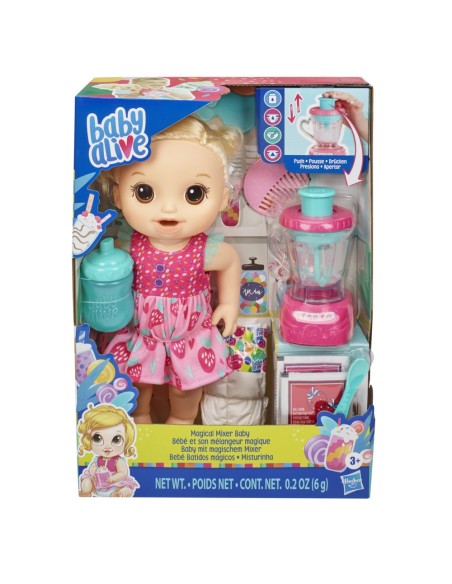 MUÑECA BABY ALIVE BEBÉ BATIDOS MÁGICOS FRESA CABELLO RUBIO