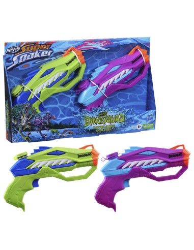 LANZADOR DE AGUA SUPER SOAKER DINOSQUAD SET DOBLE RAPTOR-SURGE