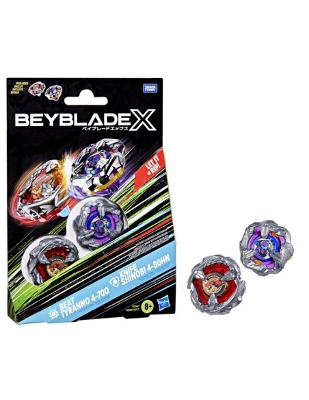 TROMPO BEYBLADE X PACK DOBLE BEAT TYRANNO 4-70Q Y KNIFE SHINOBI 4-80HN
