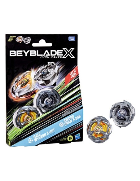 TROMPO BEYBLADE X PACK DOBLE GALE WYVERN 3-60T Y SWORD DRAN 3-80B