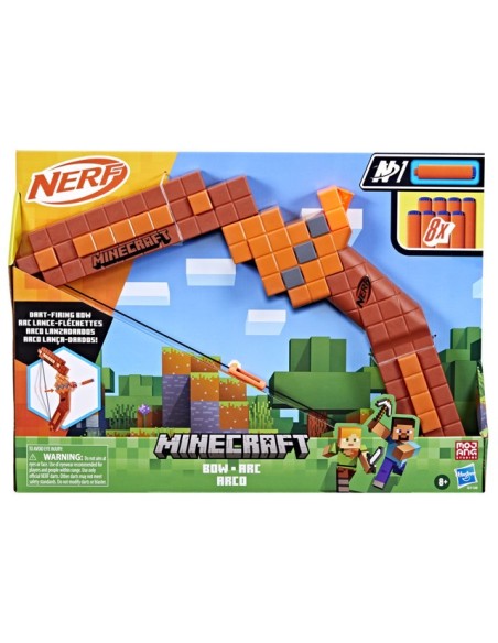 LANZADOR NERF MINECRAFT ARCO 8 DARDOS