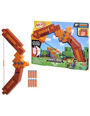 LANZADOR NERF MINECRAFT ARCO 8 DARDOS