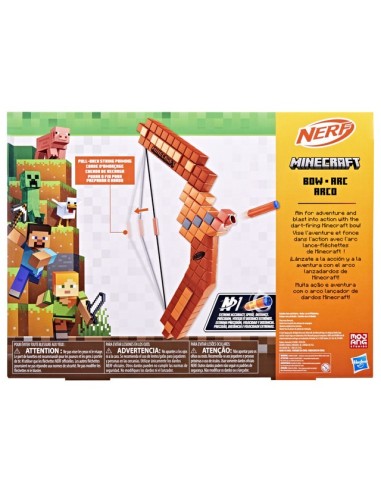 LANZADOR NERF MINECRAFT ARCO 8 DARDOS