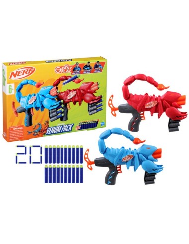 LANZADOR NERF WILD EASY PLAY VENOMPACK 20 DARDOS