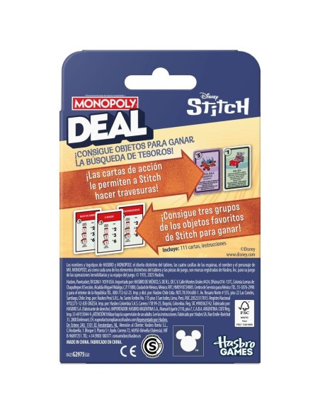 Juego de Mesa Monopoly Deal Edición Disney Stitch Juego de Mesa Monopoly Deal Edición Disney Stitch