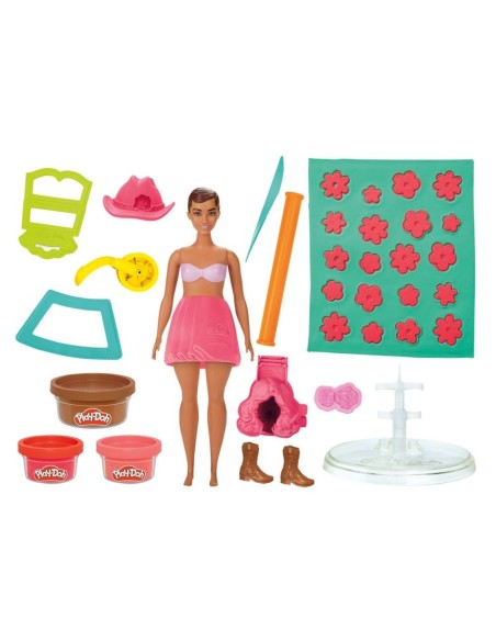 Play-Doh Barbie, Set de muñeca Rosas y cerquillos