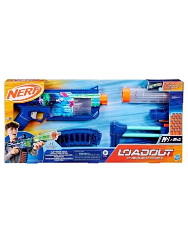 NERF LOADOUT - CYBERLIGHT GHOST - LANZADOR D E DARDOS DE ESPUMA Y 24 DARDOS NERF N1