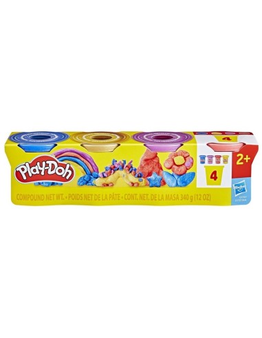 Play-Doh, Pack de 4 botes de plastilina especial con brillo metálico