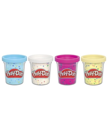 Play-Doh, Pack de 4 botes de plastilina especial confeti