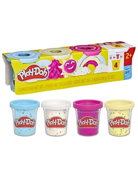 Play-Doh, Pack de 4 botes de plastilina especial confeti