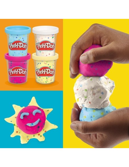 Play-Doh, Pack de 4 botes de plastilina especial confeti