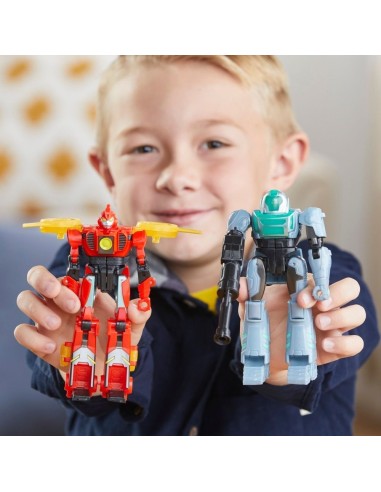 TRANSFORMERS EARTHSPARK, CYBER-COMBINER, TERRAN TWITCH Y ROBBY MALTO