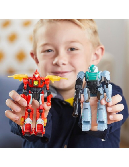 TRANSFORMERS EARTHSPARK, CYBER-COMBINER, TERRAN TWITCH Y ROBBY MALTO
