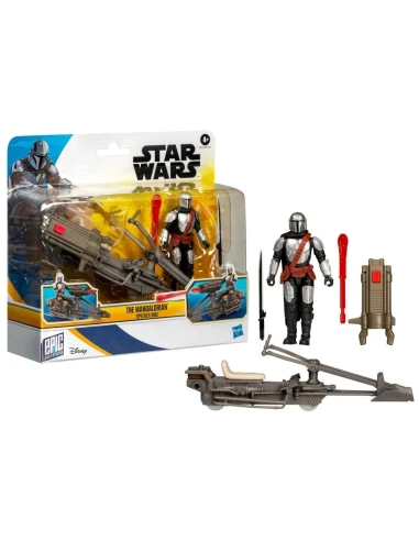 Figura Star Wars Epic World of Action The Mandalorian y Speeder Bike