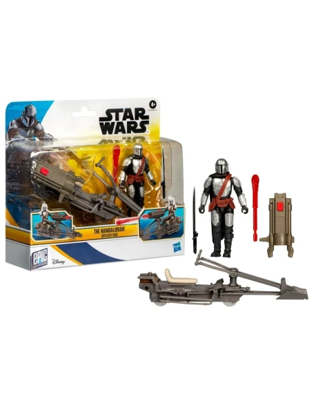 Figura Star Wars Epic World of Action The Mandalorian y Speeder Bike