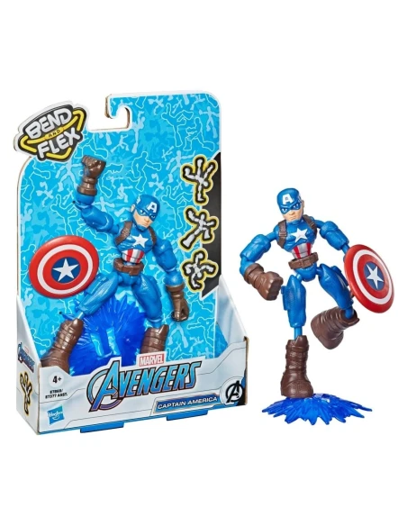 Figura de Acción Marvel Bend And Flex Capitan America 15 Cm