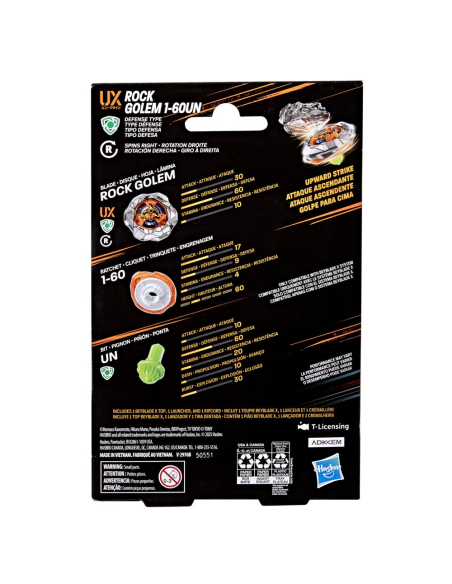 Kit Inicial de Tops Beyblade X Rock Golem
